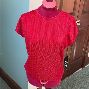 Peter Nygard  blouse  Red crewneck Dolman short sleeve lightweight flowy
NWT